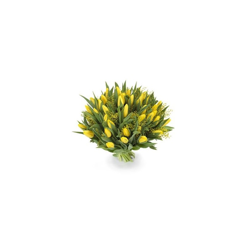 vaso bianco con mix di fiori e  mimosa