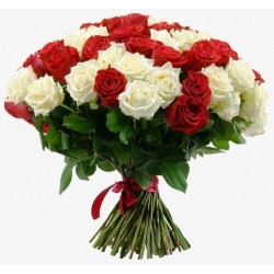 Bouquet con 18 rosse + 18 bianche 