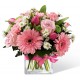 Composizione in vetro con ortensie-rose-alstroemeria-e-garofani
