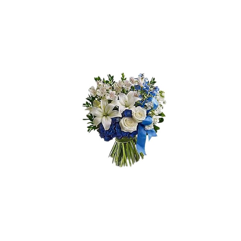 Bouquet bianco  per Lei e Blu per il nuovo arrivato