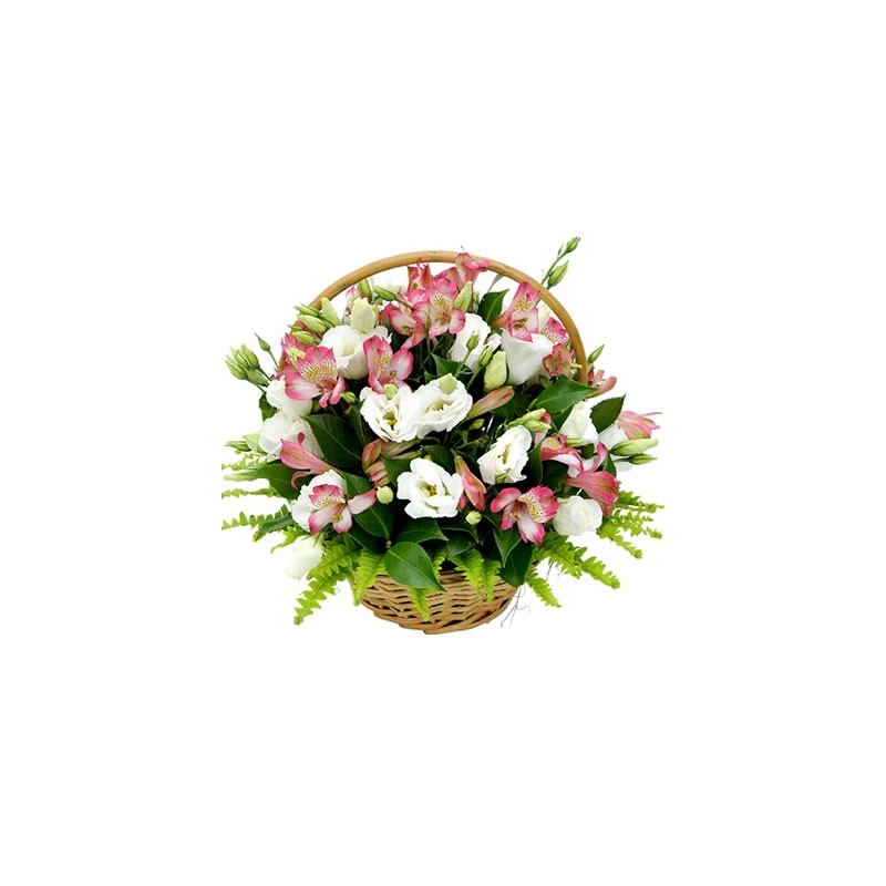 Cesto di fiori combinazione dai colori rosa e bianchi
