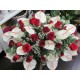 cuscino grandezza media con anthurium rose rosse in verde complementare