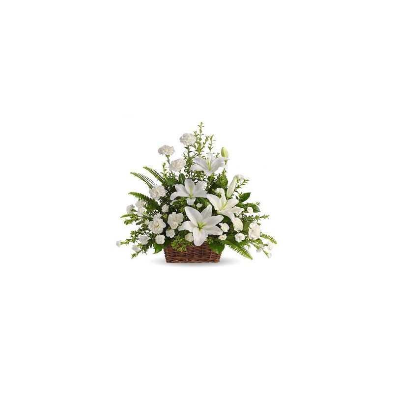 Cesto  funebre di fiori bianchi