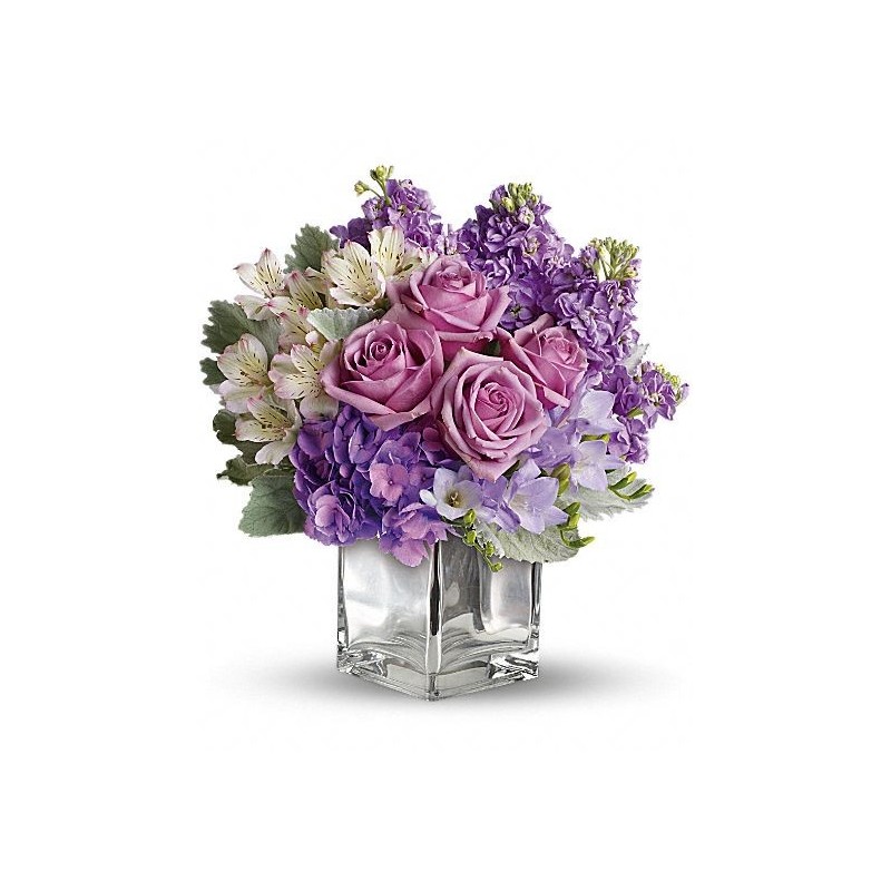 Cubo di vetro con bouquet  coll water