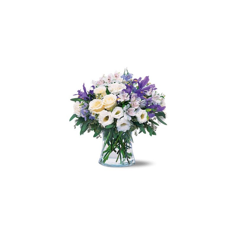Combination of rose-iris-carnation-alstroemeria