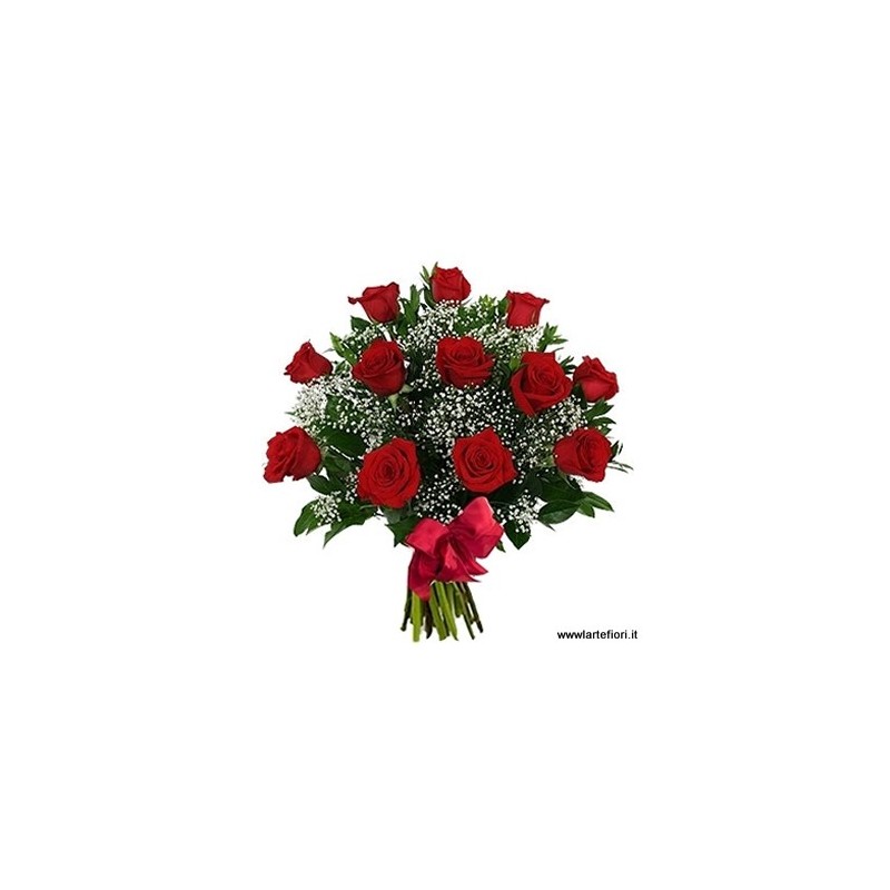 Bouquet di 12 rose rosse medie 
